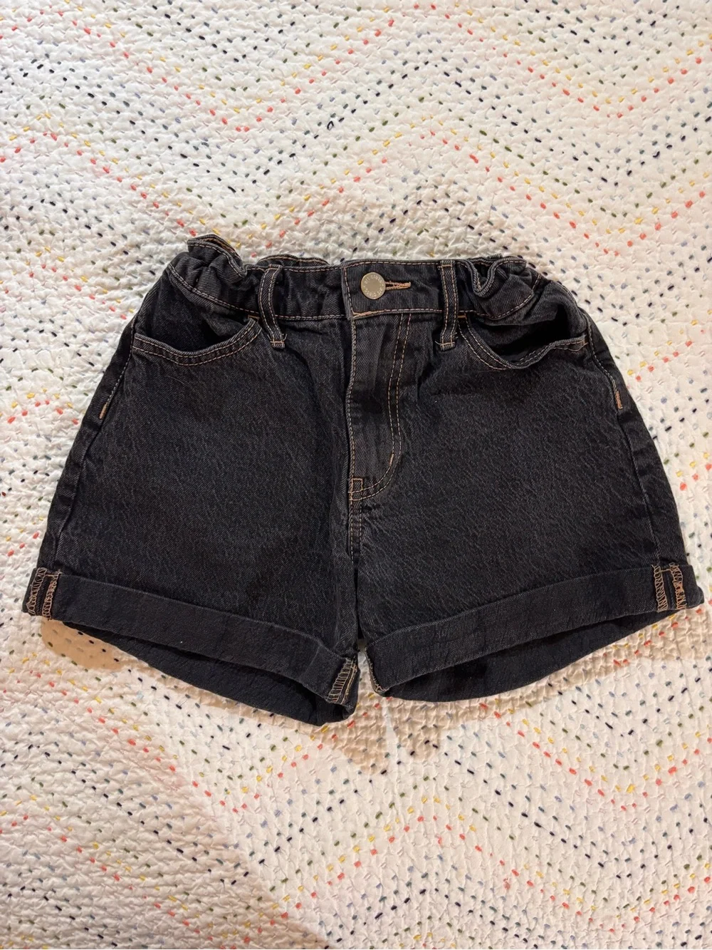 JPaperbag-Waist Rolled-Hem Denim Shorts